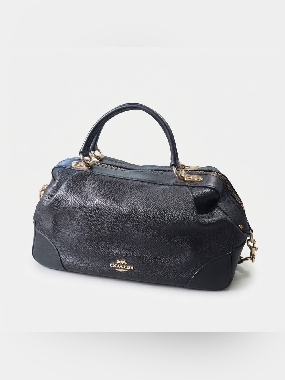 Coach Black Pebble Leather Satchel Crossbody Bag Purse Gold Hardware EUC